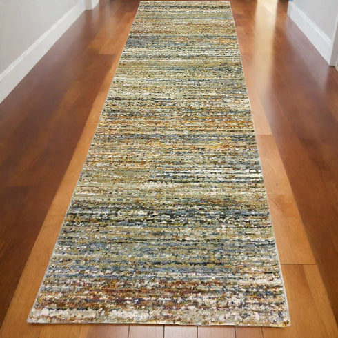 2' X 8' Gold And Slate Abstract Runner Rug